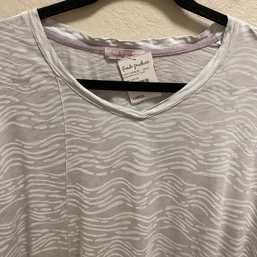 Fresh Produce Asymmetrical Lagenlook Grey & White Seashore Ella Tunic Size L New - Picture 2 of 8